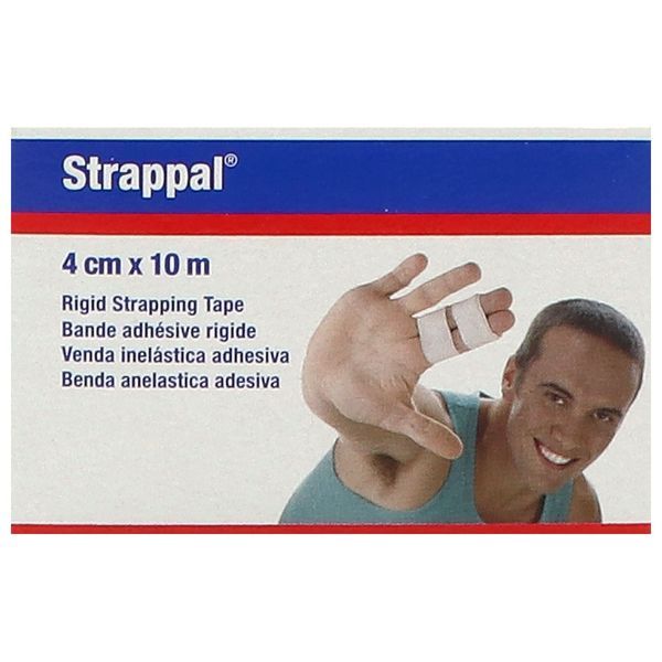 STRAPPAL Bande de contention adhésive, inextensible, hypoallergénique, 10 m x 4 cm (ref. 420100C), unité