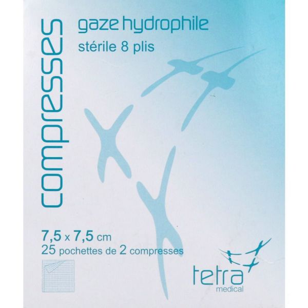 Hydra Gaze 7,5Cm*7,5Cm (25 Sachets De 2 Compresses) 50