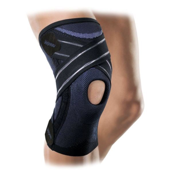 LAXITERAL VELPEAU Genouillère ligamentaire de mouvement et d'immobilisation, noir et bleu, taille 2, unité