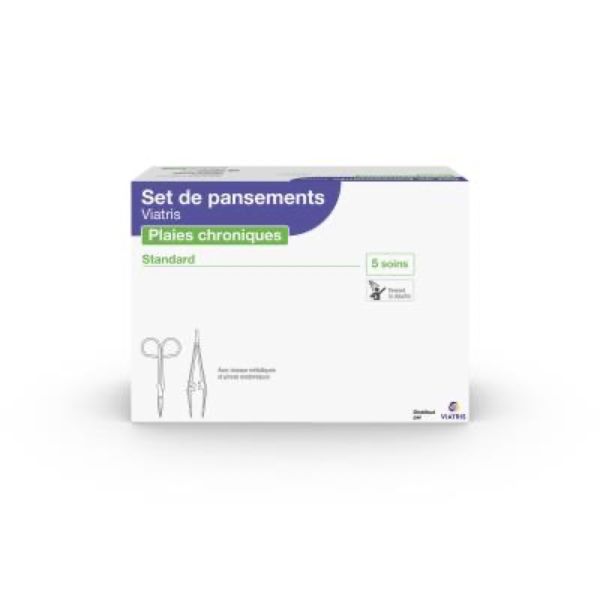 VIATRIS SET DE PANSEMENT Set de nettoyage et de recouvrement pour plaie chronique standard, bt 5