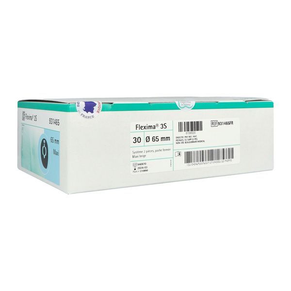 FLEXIMA 3S MAXI FERMEE Poche fermée, système 2 pièces avec anneau flottant, opaque, diamètre 65 mm (ref. 931465FR), bt 30