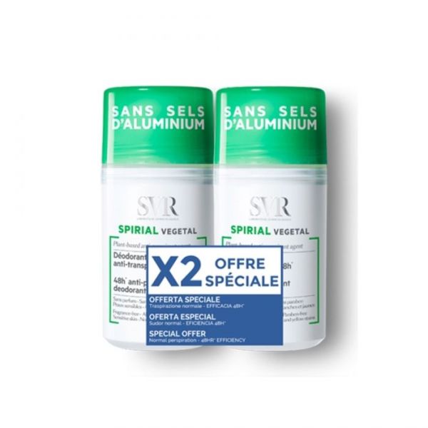 Svr Spirial Vegetal Roll-On Deodorant Anti-Transpirant 48H 2X50Ml