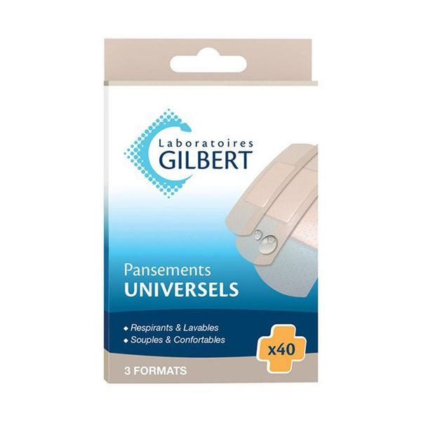 GILBERT PANSEMENTS UNIVERSELS Pansement adhésif, prédécoupé, microaéré, souple, bt 40