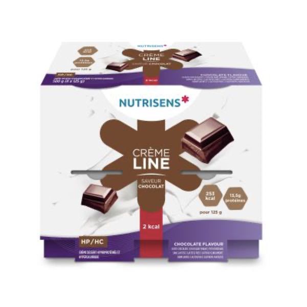 NUTRISENS CREMELINE HP HC 2 KCAL CREME DESSERT Denrée alimentaire destinée à des fins médicales spéciales, chocolat, 125 g x 4