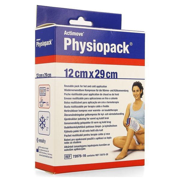 ACTIMOVE PHYSIOPACK Poche réutilisable pour cryothérapie ou thermothérapie, avec housse, 12 cm x 29 cm (ref. 72075-16), unité