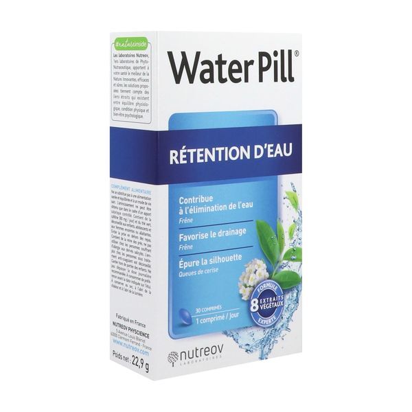 WATERPILL ANTIRETENTION D'EAU Comprimé, complément alimentaire drainant, désinfiltrant à visée minceur, bt 30