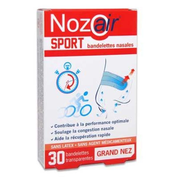 Nozoair Sport Bandelettes Nasales Petit/Moyen Nez Transparent 30