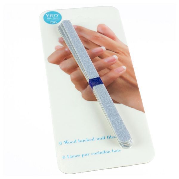 VITRY Lime à ongles Cristal manucure, en corindon, support bois, GM 17 cm (ref. 69), blister de 6