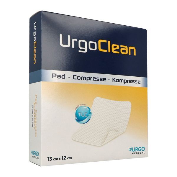 URGOCLEAN COMPRESSE Pansement micro-adhérent avec fibres poly-absorbantes, 13 cm x 12 cm, bt 16