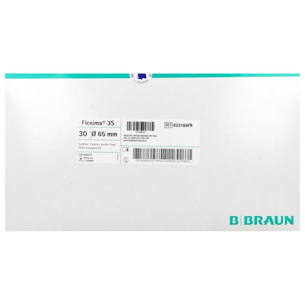 FLEXIMA 3S HAUT DEBIT Poche vidable, système 2 pièces haut débit avec anneau flottant, transparente, diamètre 65 mm (ref. 933165FR), bt 30