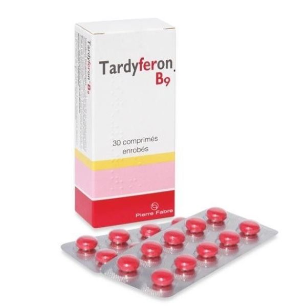TARDYFERON B 9 (sulfate ferreux acide folique) comprimés enrobés B/30