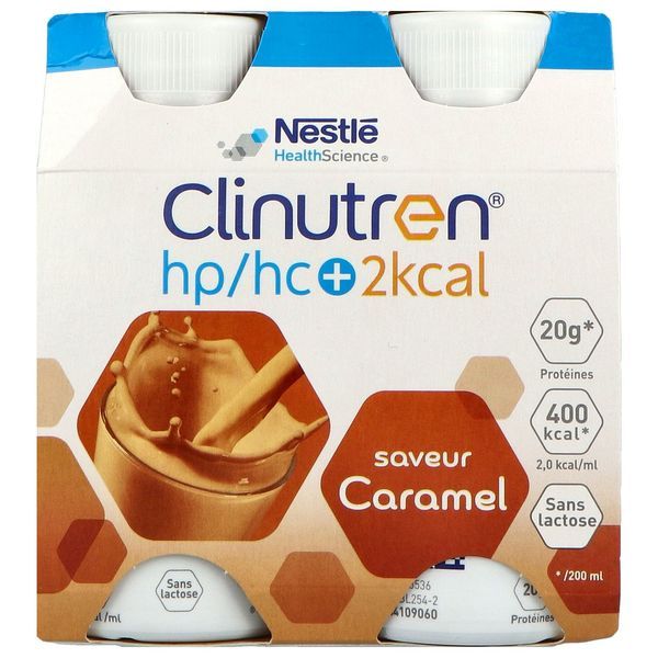 CLINUTREN BOISSON 2 KCAL Denrée alimentaire destinée à des fins médicales spéciales, saveur caramel, 200 ml x 4