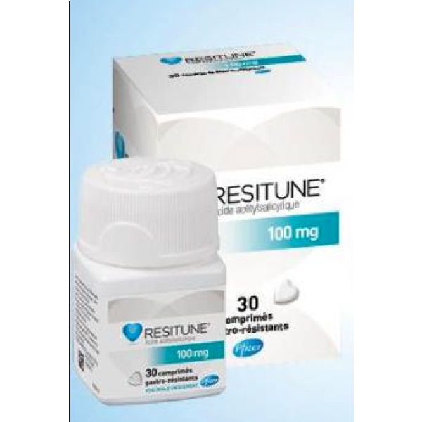 RESITUNE 100 mg (acide acétylsalicylique) comprimés gastro-résistants en flacon B/30