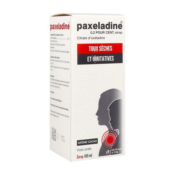 PAXELADINE Sirop 0,2 %, flacon 100 ml avec gobelet doseur gradué à de 2,5 ml et 5 ml