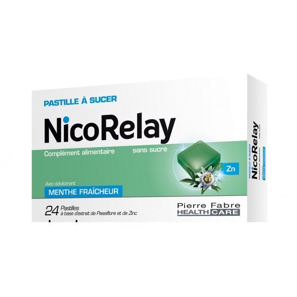 NICORELAY Pastille à sucer, complément alimentaire à base de passiflore et de zinc, bt 24