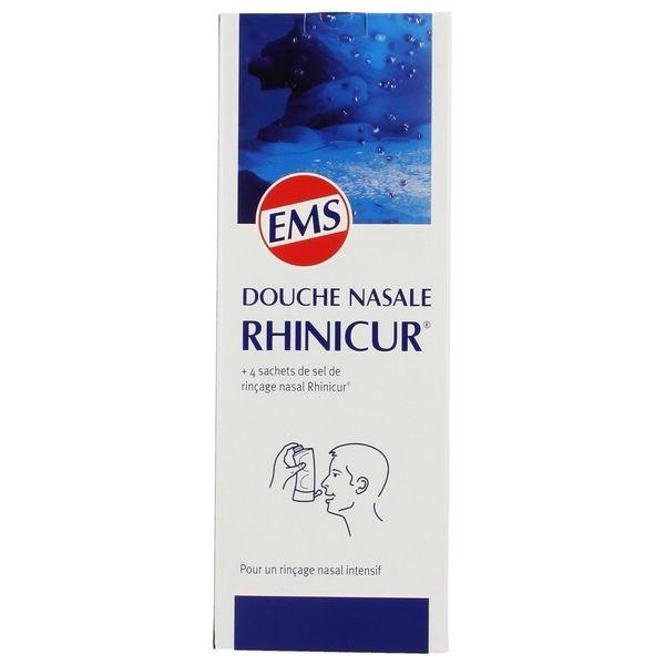 RHINICUR DOUCHE NASALE Kit douche nasale et sel de rinçage, douche nasale + 4 sachets, unité