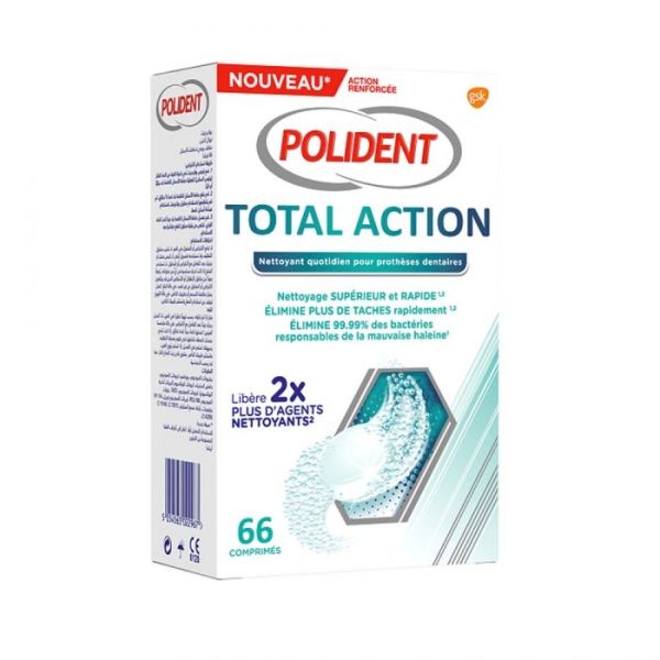 Nettoyant Pour Appareils Dentaires X66 Comprimes Total Action Polident