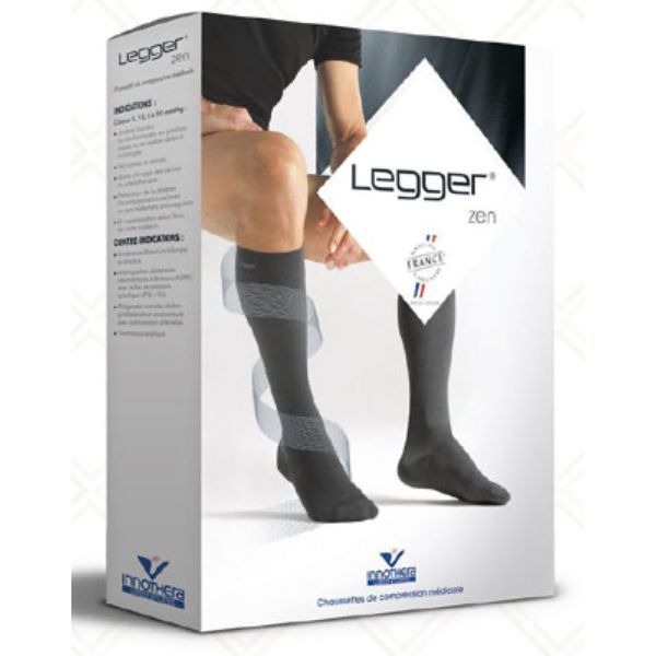 LEGGER ZEN Chaussette médicale de compression classe 2, pour homme, marine, normal, taille 2, paire