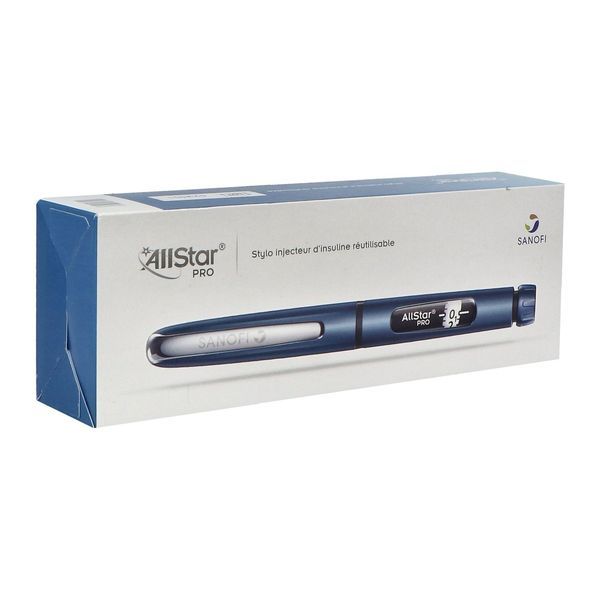 ALLSTAR PRO Stylo injecteur d'insuline 1 UI pour cartouche 3 ml, 100 UI/ml Sanofi Aventis, bleu, unité