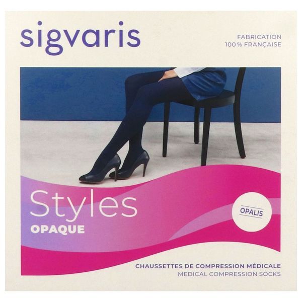 SIGVARIS 2 STYLES OPAQUE Chaussette médicale de compression classe 2, opaque, pour femme, noir, long, small (ref. 301455), paire
