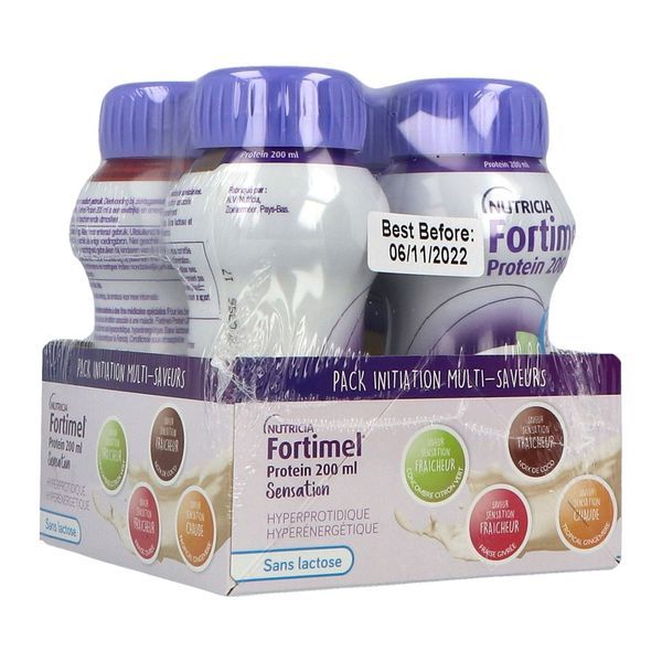 FORTIMEL PROTEIN SENSATIONS 2.4 KCAL Denrée alimentaire destinée à des fins médicales spéciales, pack multisaveurs, 200 ml x 4