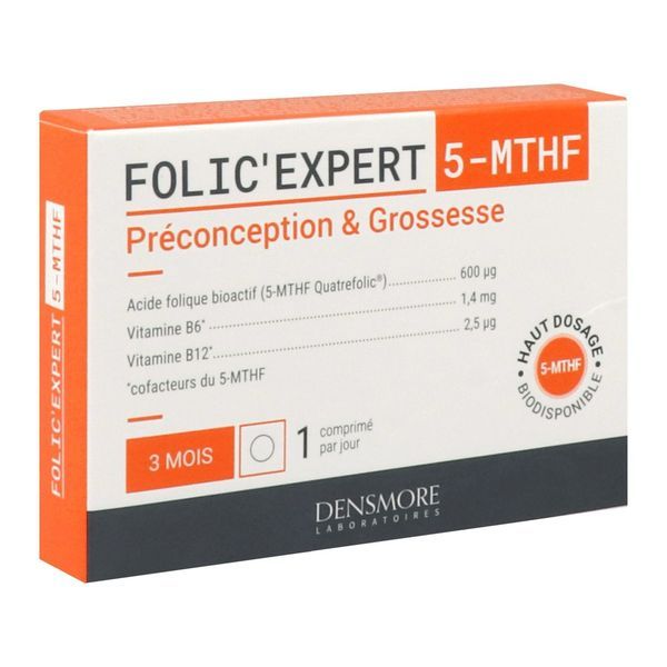 FOLIC'EXPERT 5-MTHF Comprimé, complément alimentaire à visée pré-conceptionnelle et grossesse, bt 90