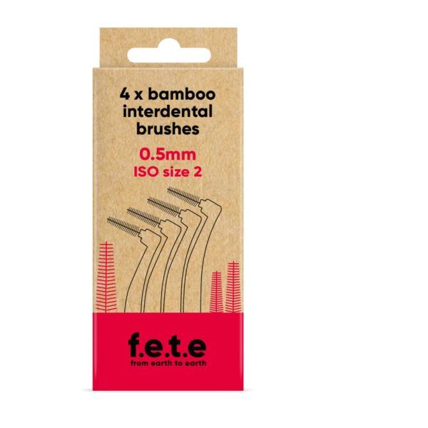 F.E.T.E From Earth To Earth Brosses interdentaires Taille 2, 0.5 mm, Rouge - Boîte de 4