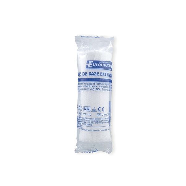 EUROMEDIS BANDE DE GAZE Bande de gaze extensible, 4 m x 5 cm (ref. 135164), unité