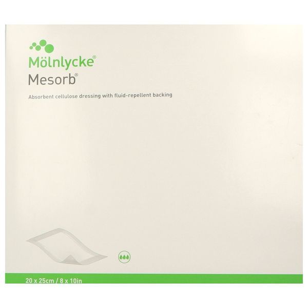 MESORB Pansement absorbant, non tissé, stérile, non adhérent à la plaie, 20 cm x 25 cm (ref. 778015), bt 10