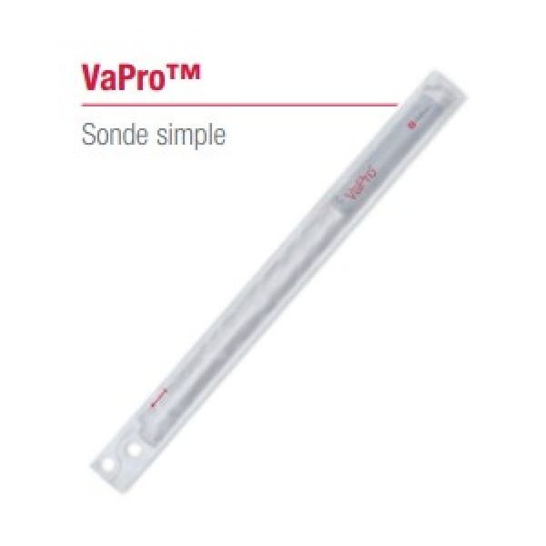 VAPRO Sonde vésicale hydrophile autolubrifiée, droite, type Nélaton, pour homme, CH 12, code couleur blanc (ref. 72124), bt 30