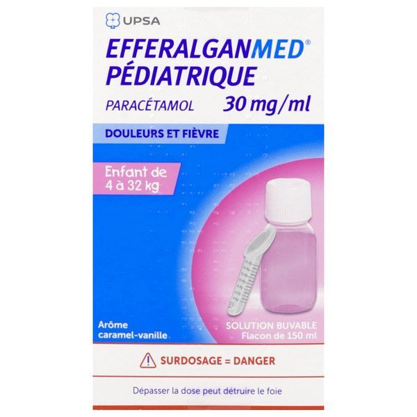 Efferalganmed Pediatrique 30 Mg/Ml (Paracetamol) Solution Buvable 150 Ml En Flacon + Systeme Doseur