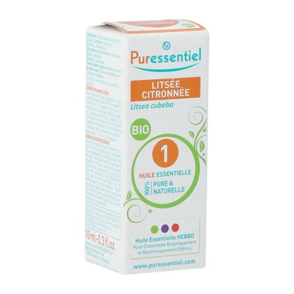 PURESSENTIEL HUILE ESSENTIELLE BIO Huile essentielle de litsée citronnée HEBBD, fl 10 ml