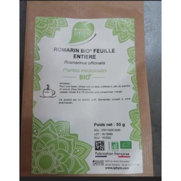 ROMARIN BIO FEUILLE ENTIERE IPHYM Feuille de romarin, entière, vrac, sac 50 g