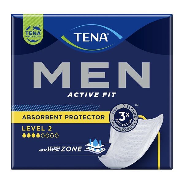TENA MEN LEVEL 2 Protection absorbante anatomique, adhésive, pour homme, bt 20
