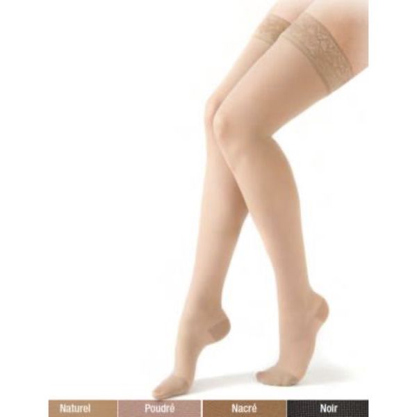 VARISAN 2 DIVA Bas cuisse médical de compression antiglisse classe 2, femme, noir, normal, taille 2, paire