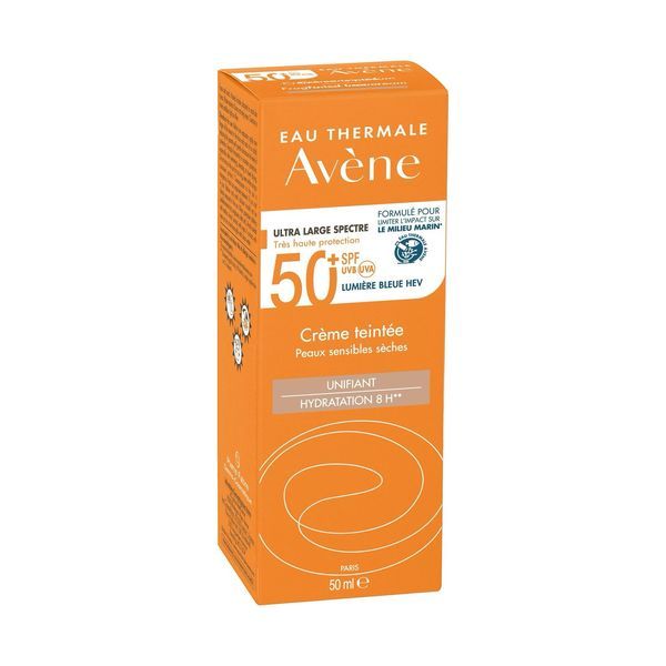 AVENE PEAUX SENSIBLES SECHES CREME SPF 50+ Crème solaire très haute protection, SPF 50+, teintée, tube 50 ml