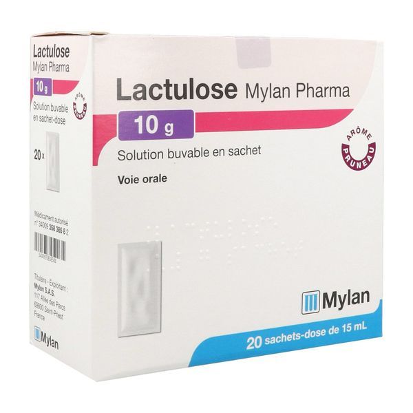 LACTULOSE VIATRIS SANTE Solution buvable 10 g, boîte 20 sachets-dose 15 ml