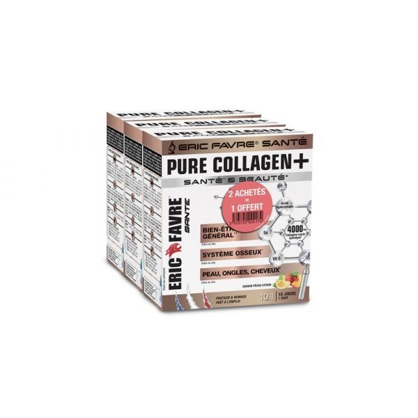 Eric Favre Pure collagen+ - lot 3 étuis de 10 unicadoses de 15 ml