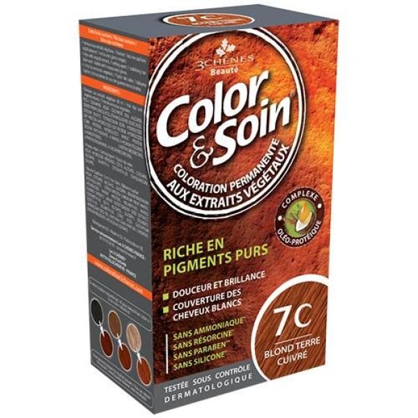 Color&Soin 7C Blond Terre Cuivre(Teinture60Ml+Fixateur60Ml+Baum15Ml+ Teint Fl 4