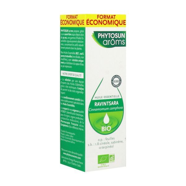 PHYTOSUN AROMS RAVINTSARA HUILE ESSENTIELLE BIO Huile essentielle, complément alimentaire à base de ravintsara HEBBD, fl 30 ml