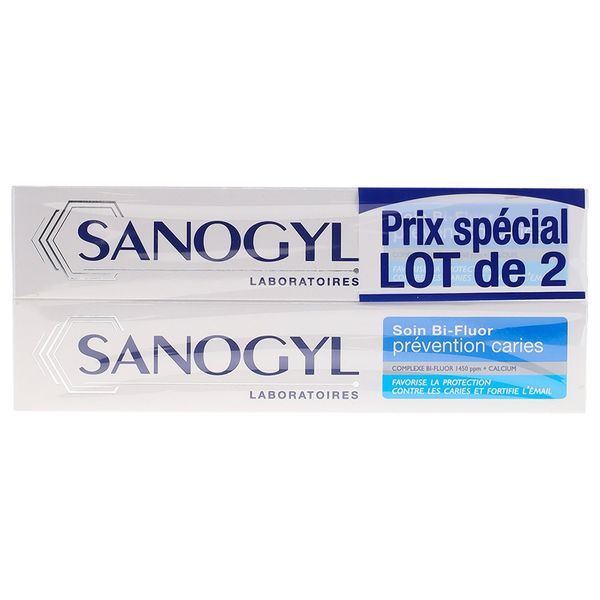 SANOGYL SOIN BI FLUOR PREVENTION CARIES Dentifrice anticarie, tube 75 ml x 2