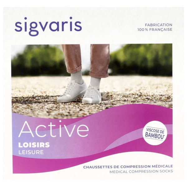 SIGVARIS 2 ACTIVE LOISIRS FEMME Chaussette médicale de compression classe 2, respirante, femme, bleu jean, long, Xlarge (ref. 309205), paire