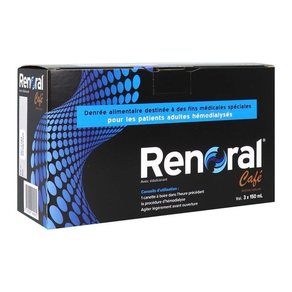 RENORAL Denrée alimentaire destinée à des fins médicales spéciales, café, 150 ml x 3