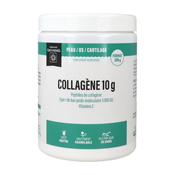 DAYANG COLLAGENE 10 G Poudre à diluer, complément alimentaire à base de collagène bovin et vitamine C, pot 280 g