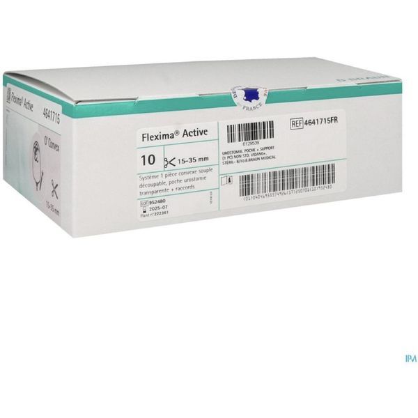 FLEXIMA ACTIVE URO SILK O'CONVEX MIDI Poche vidangeable, 1 pièce, protecteur cutané convexe souple, beige, prédécoupé, diamètre stomie 30 mm (ref. 4642730FR), bt 10