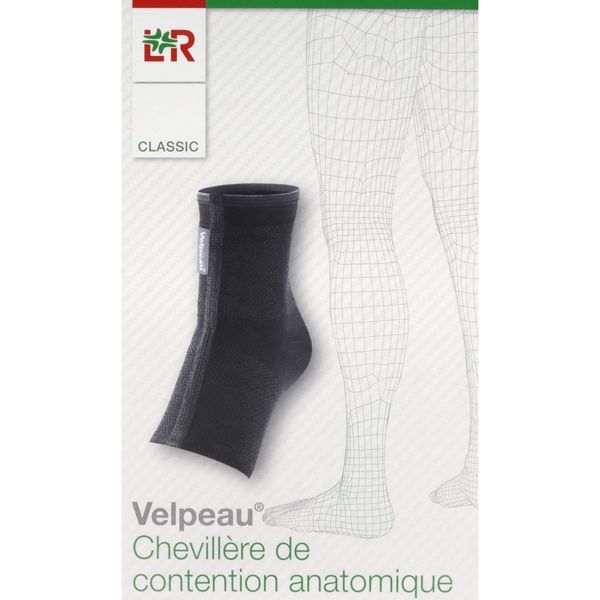 VELPEAU CHEVILLERE Chevillère anatomique de contention moyenne, noir, taille 2, unité