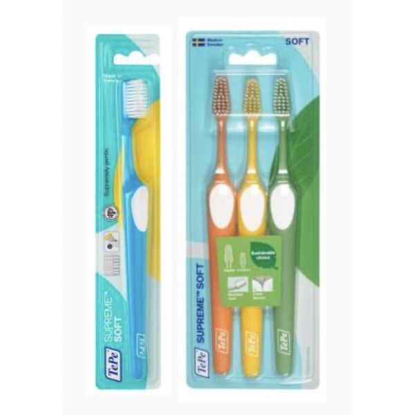 TEPE SUPREME Brosse à dents souple pour adulte, (ref. 352201), blister 3