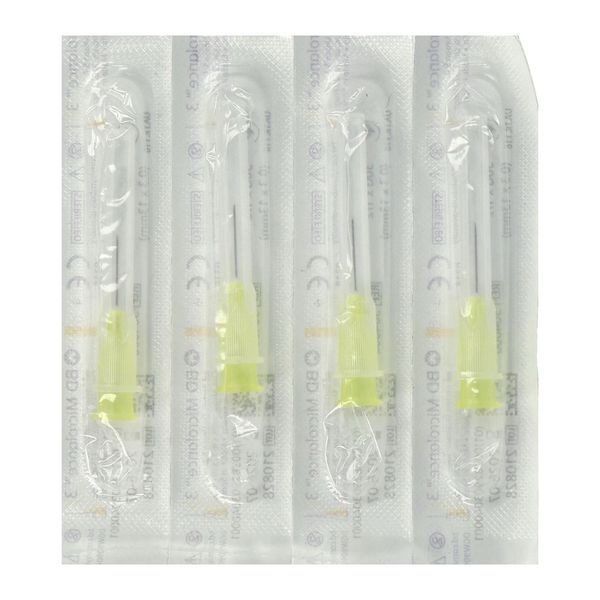 BD MICROLANCE 3 Aiguille hypodermique à usage unique, à biseau normal et paroi normale, G30, 0,30 mm x 13 mm, jaune (ref. 304000), unité