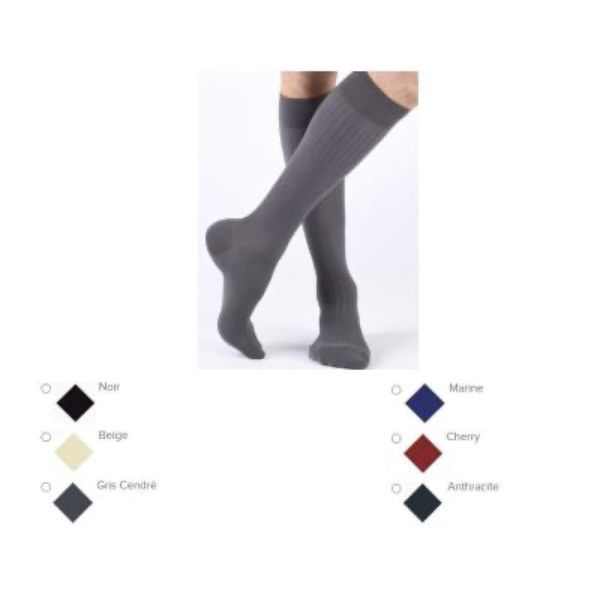 LEGGER 2 HOMME CHIC TECH Chaussette médicale de compression classe 2 fine, pour homme, gris cendré, long, taille 1, paire