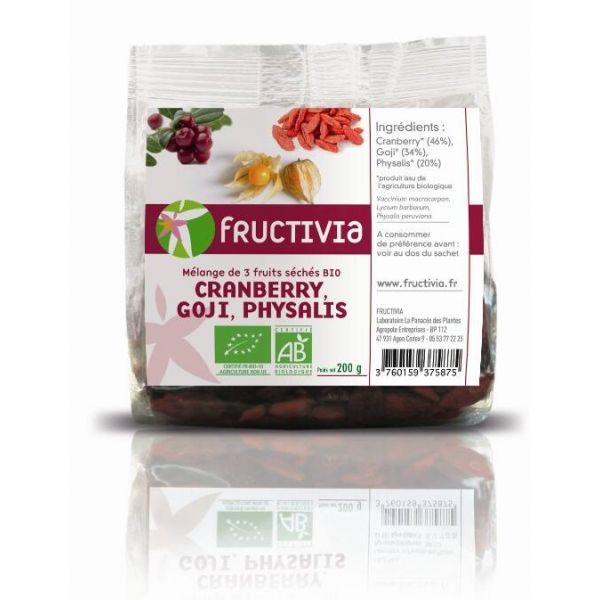 Fructivia Mélange 3 fruits (Cranberries, Goji, Physalis) BIO - sachet 200 g